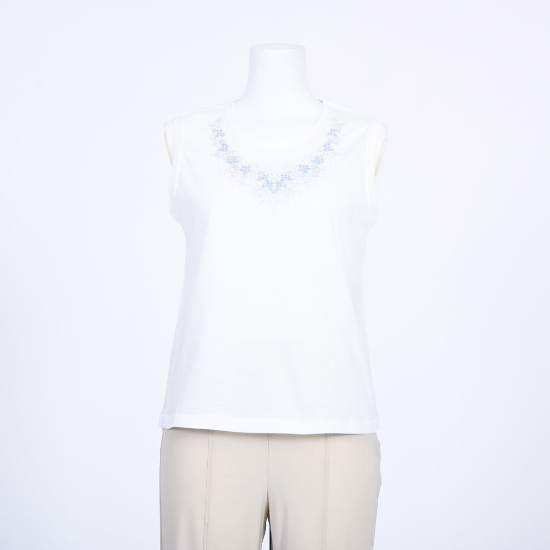 【コットン100%】刺しゅうモチーフ　ノースリーブカットソー　MIMO MODA　2562750