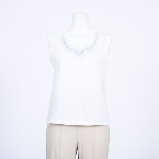 【コットン100%】刺しゅうモチーフ　ノースリーブカットソー　MIMO MODA　2562750