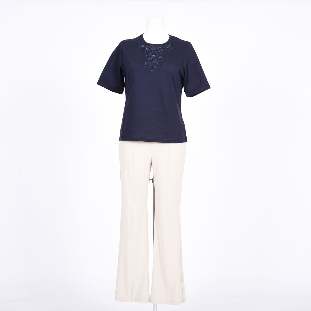 【コットン100%】刺しゅうモチーフカットソー　MIMO MODA　2562751