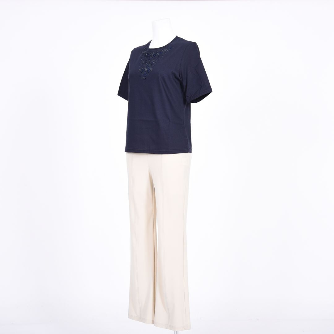 【コットン100%】刺しゅうモチーフカットソー　MIMO MODA　2562751