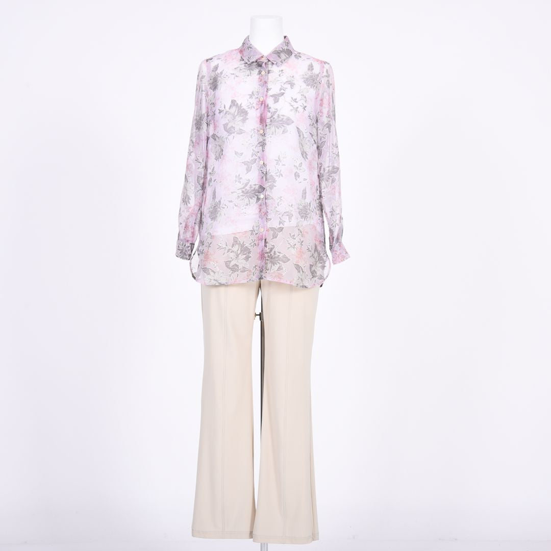 オパール加工　麻混ブラウス　MIMO MODA　2561751