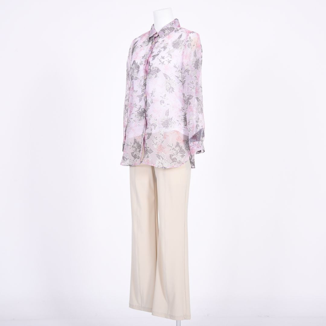 オパール加工　麻混ブラウス　MIMO MODA　2561751