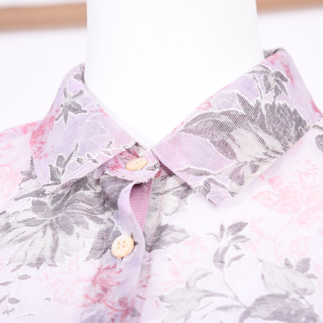オパール加工　麻混ブラウス　MIMO MODA　2561751