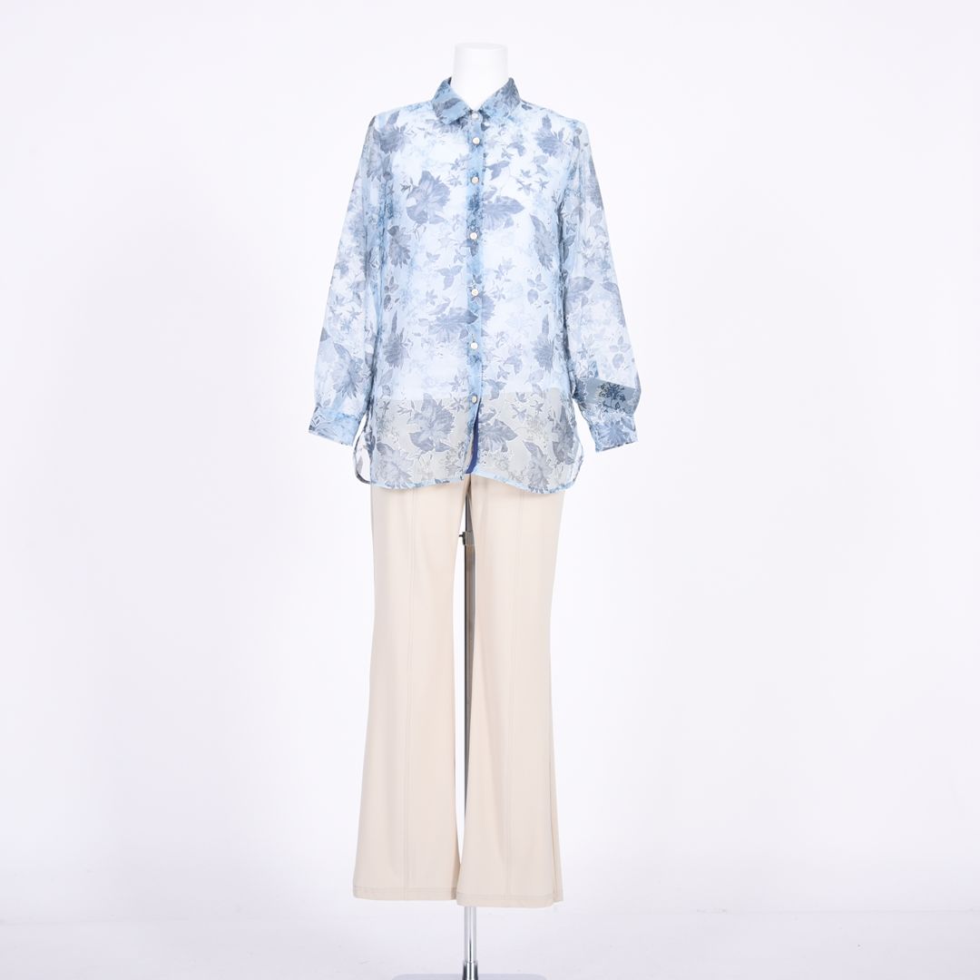オパール加工　麻混ブラウス　MIMO MODA　2561751