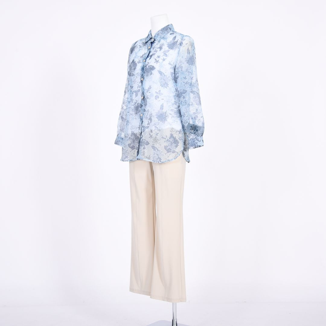 オパール加工　麻混ブラウス　MIMO MODA　2561751