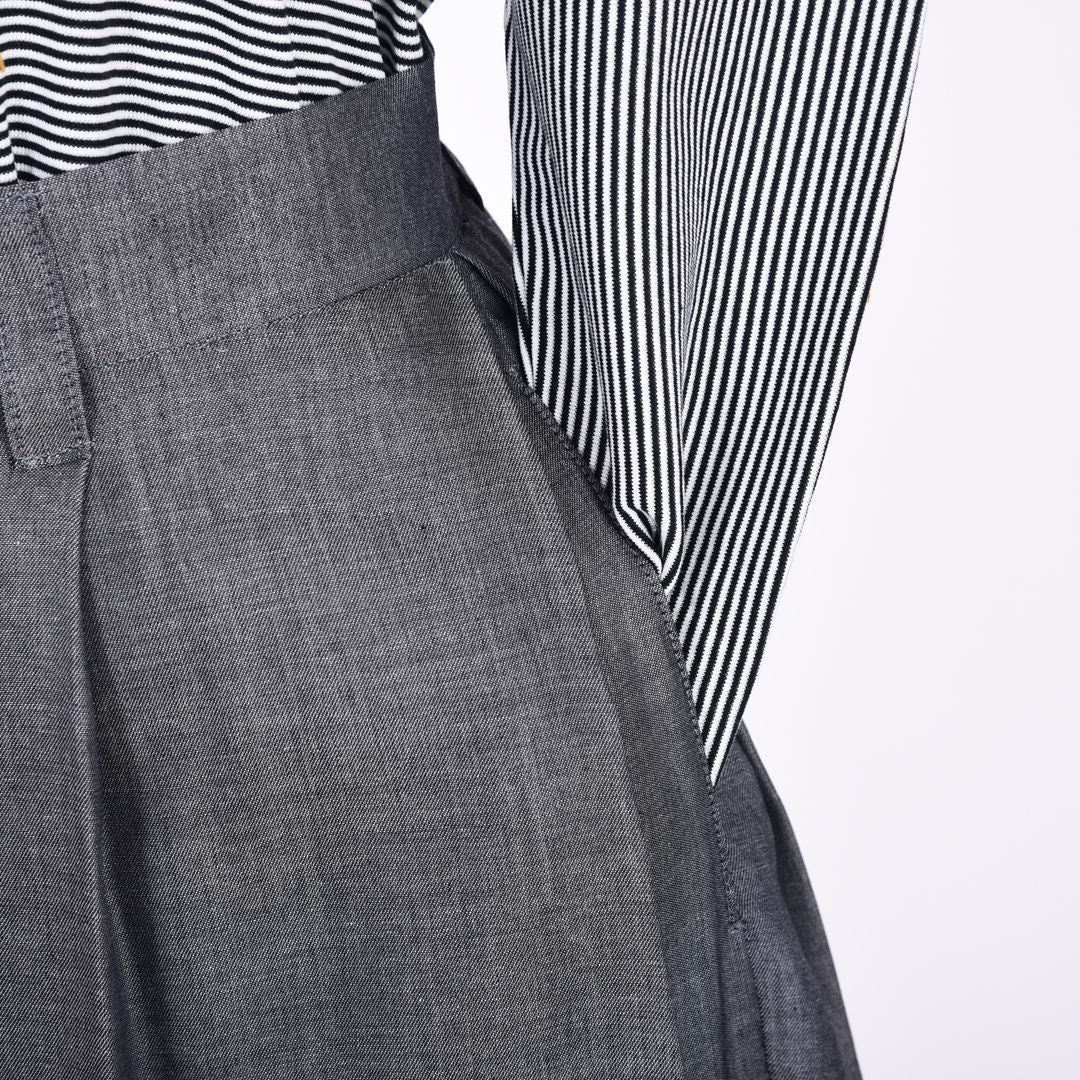 シャンブレー　ワイドパンツ　B DONNA　6066400
