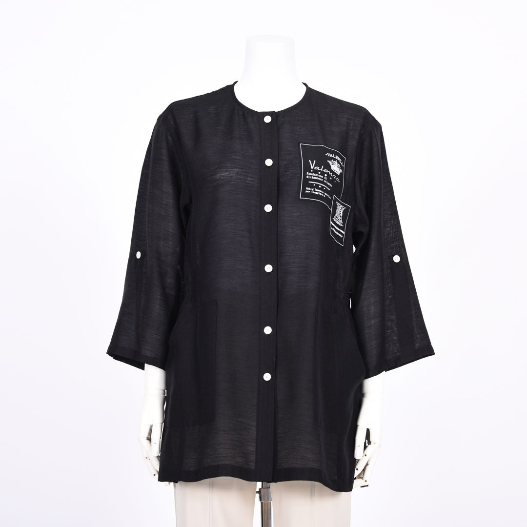 麻混ノーカラーブラウス　VALENZA　5161406