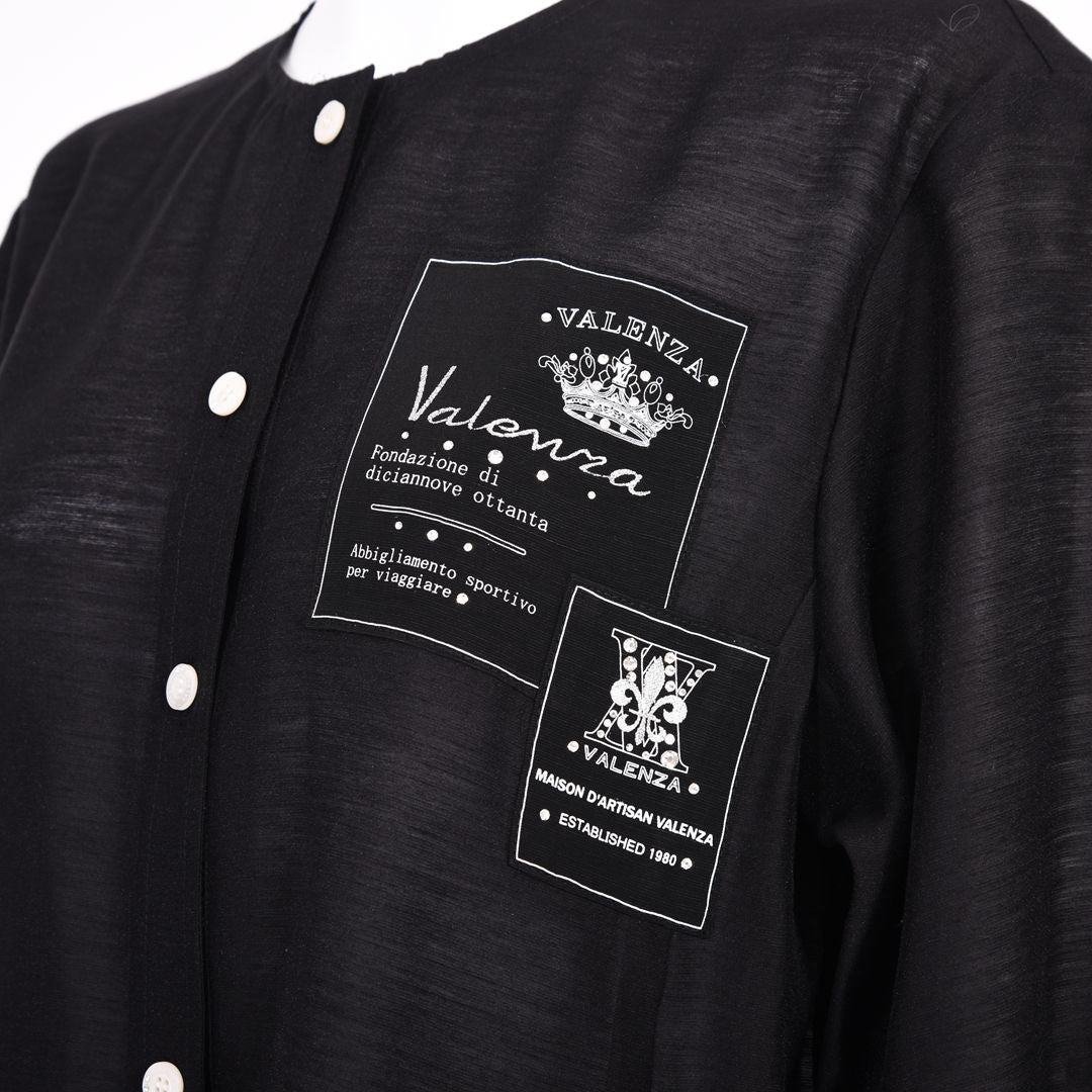 麻混ノーカラーブラウス　VALENZA　5161406