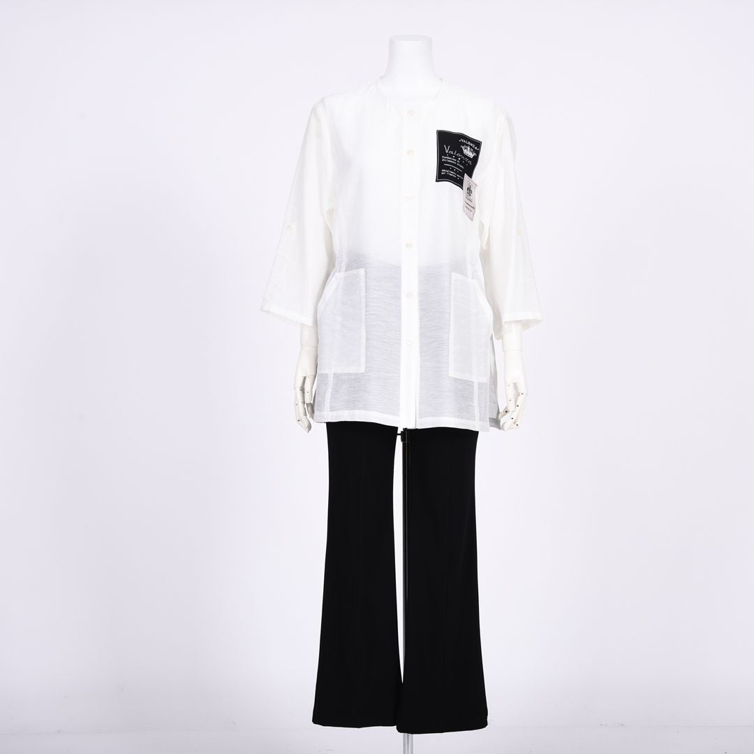 麻混ノーカラーブラウス　VALENZA　5161406