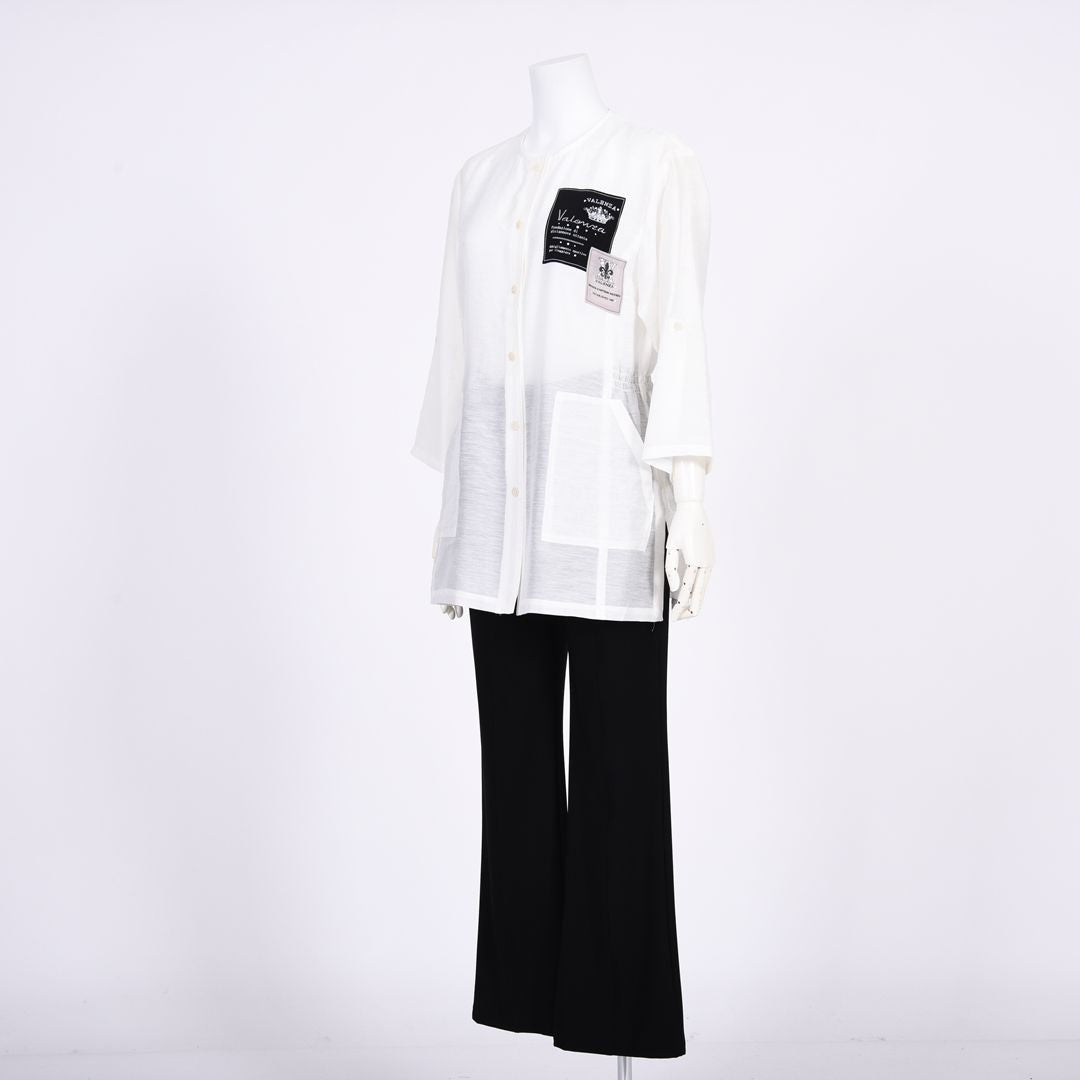 麻混ノーカラーブラウス　VALENZA　5161406
