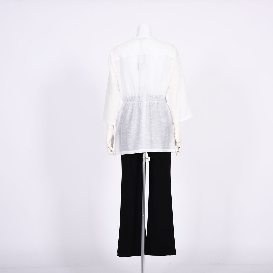 麻混ノーカラーブラウス　VALENZA　5161406
