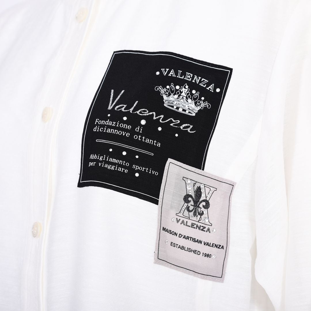 麻混ノーカラーブラウス　VALENZA　5161406