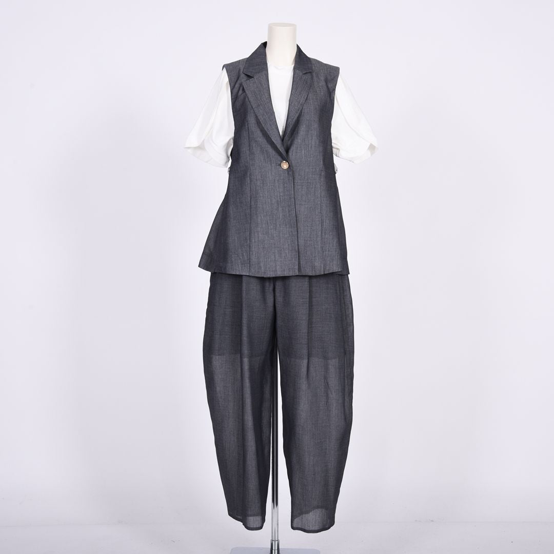 シャンブレー　テーラードジレ　B DONNA　6067400