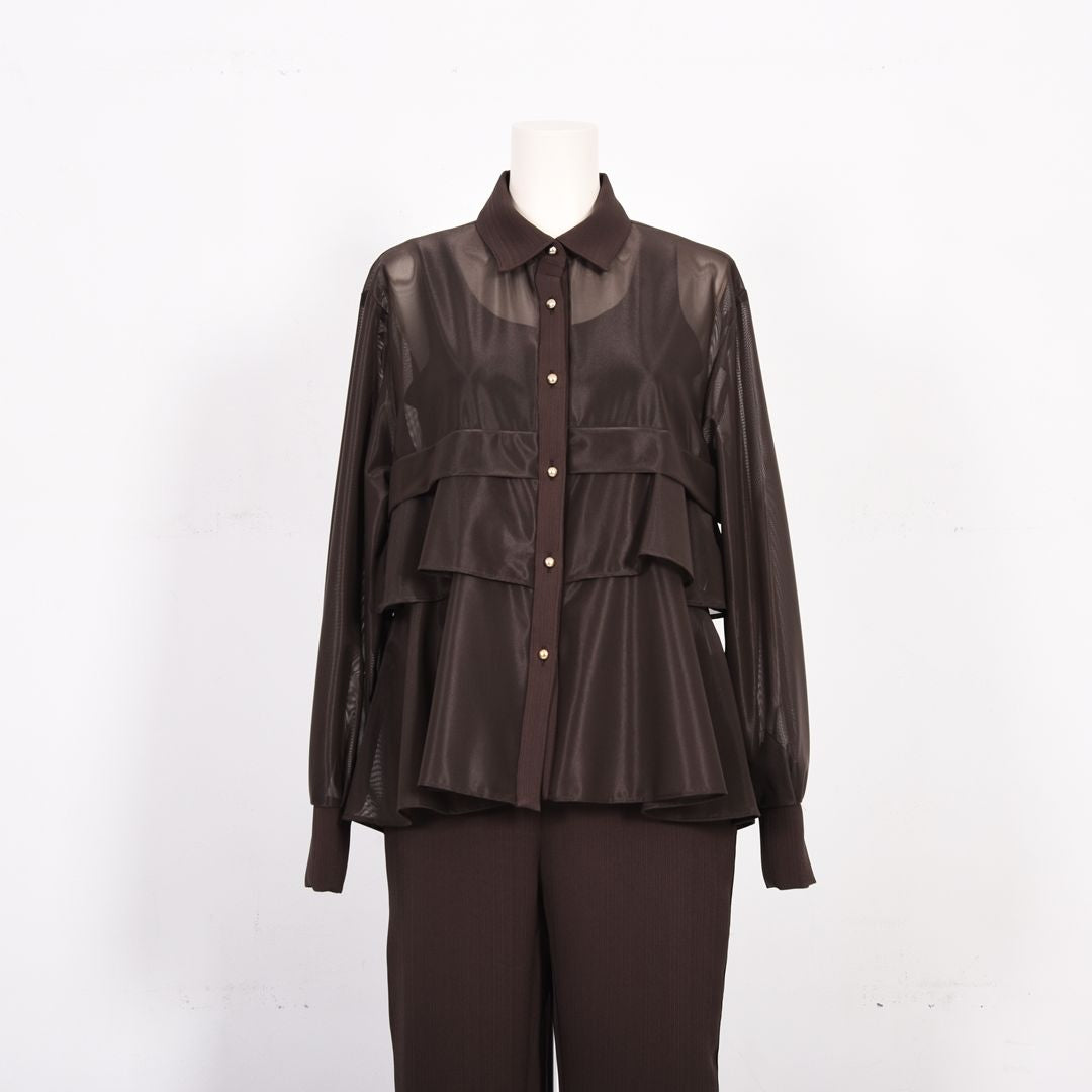 ペプラムフリル　シャツブラウス　B DONNA　6061801