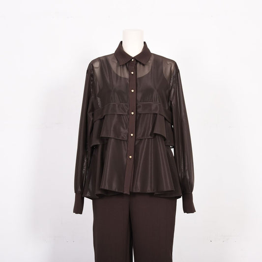 ペプラムフリル　シャツブラウス　B DONNA　6061801