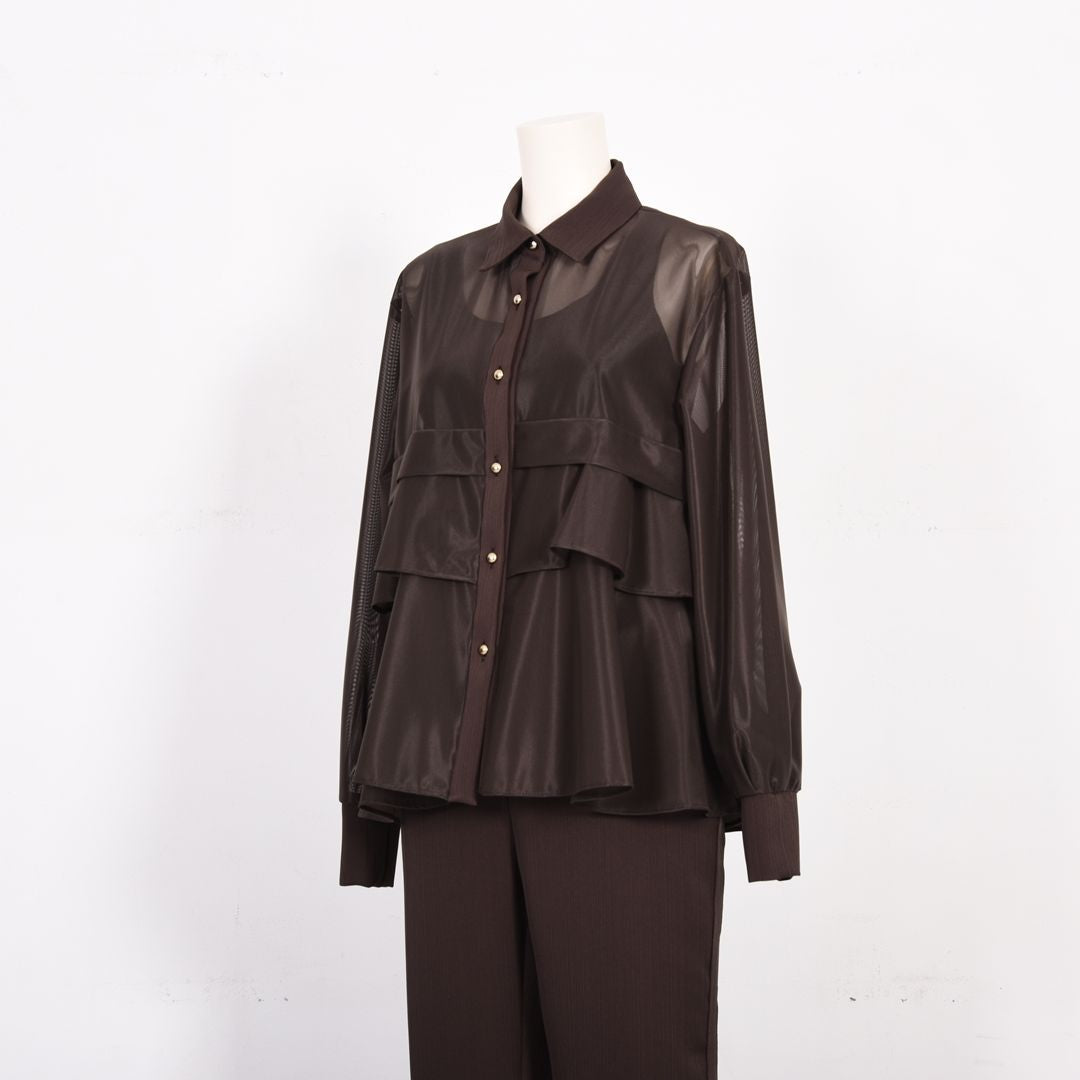 ペプラムフリル　シャツブラウス　B DONNA　6061801