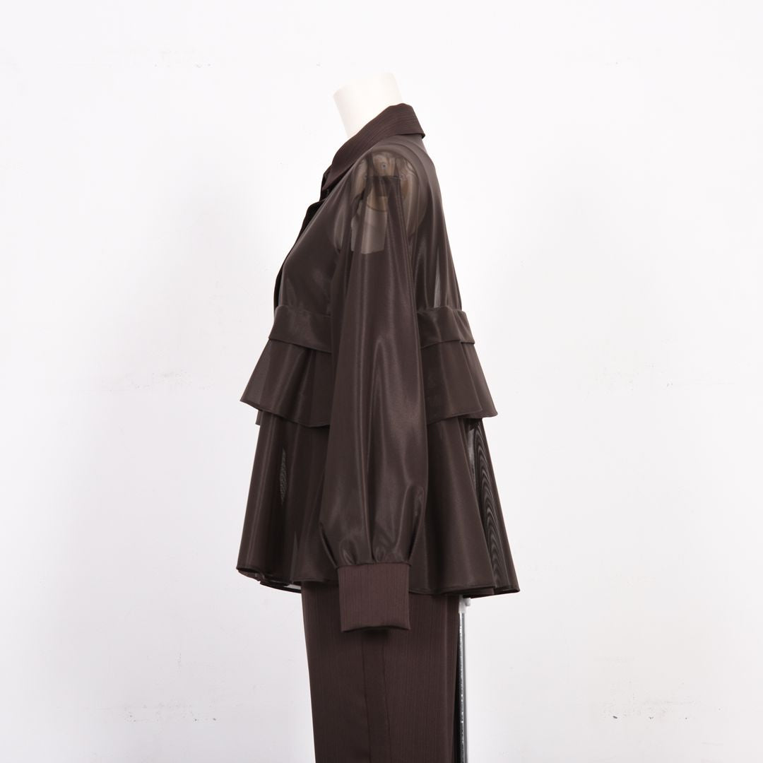 ペプラムフリル　シャツブラウス　B DONNA　6061801