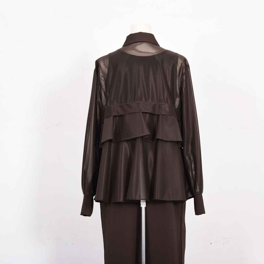 ペプラムフリル　シャツブラウス　B DONNA　6061801