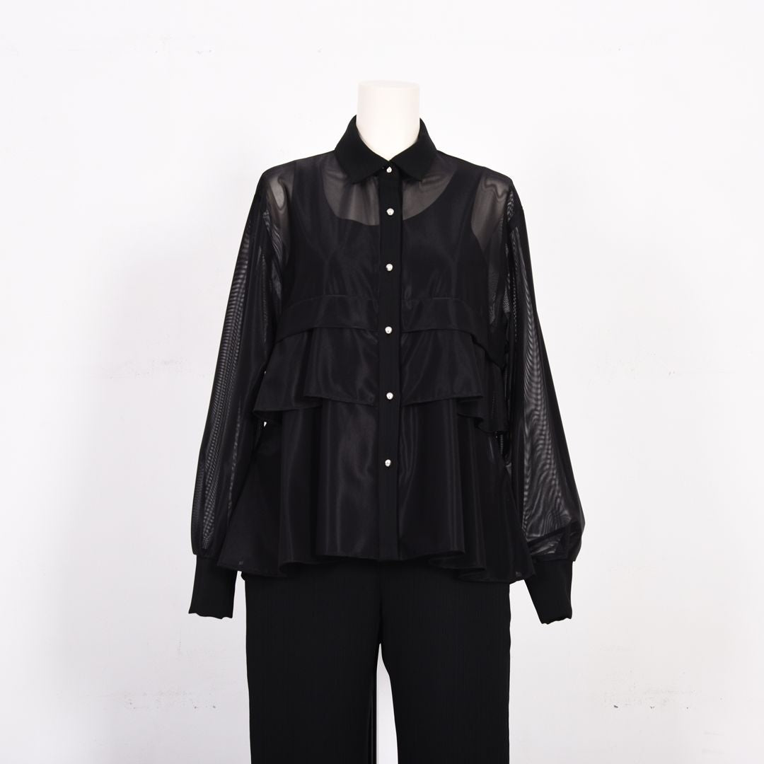 ペプラムフリル　シャツブラウス　B DONNA　6061801