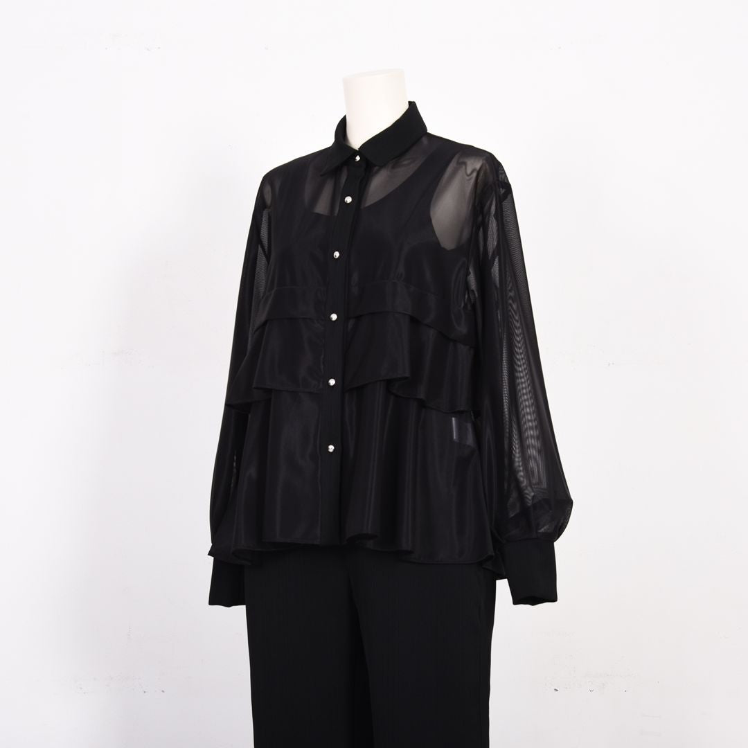 ペプラムフリル　シャツブラウス　B DONNA　6061801