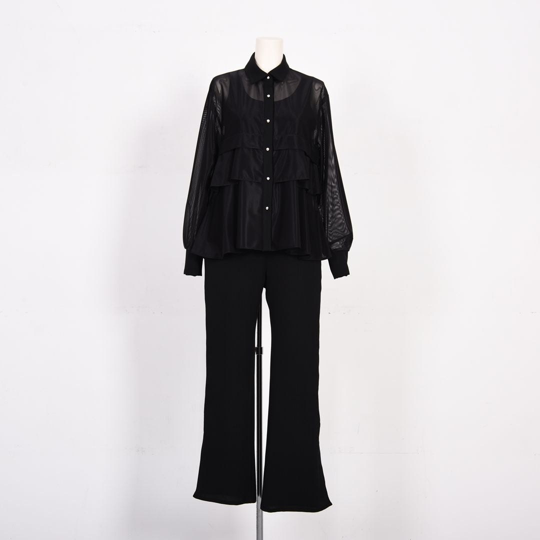 ペプラムフリル　シャツブラウス　B DONNA　6061801