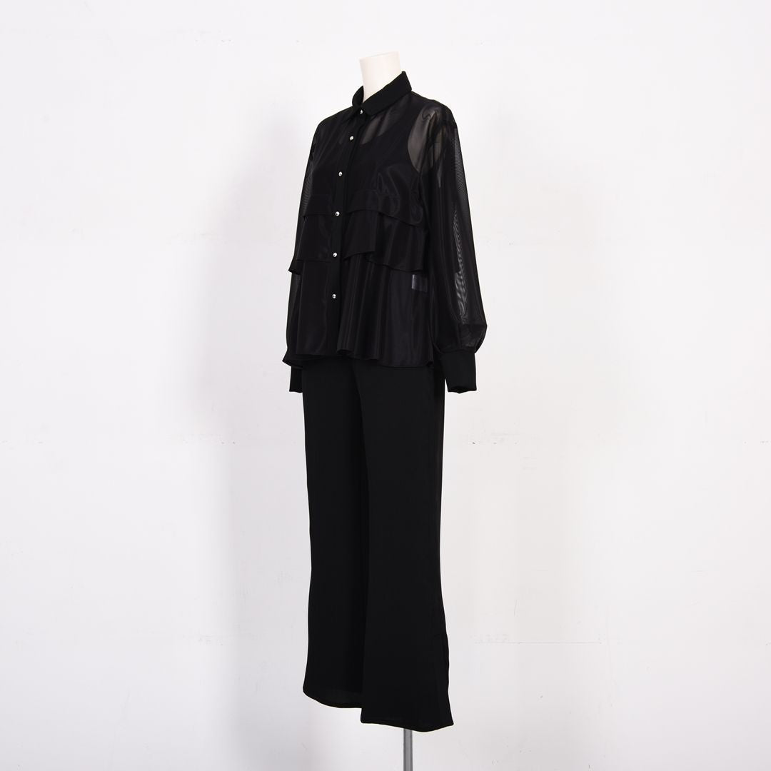 ペプラムフリル　シャツブラウス　B DONNA　6061801