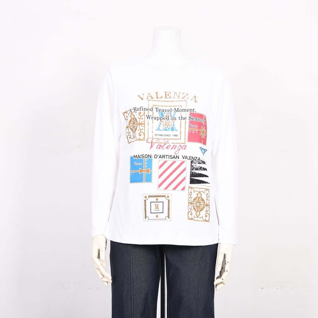 プリントモチーフ　長袖カットソー　VALENZA　5162621