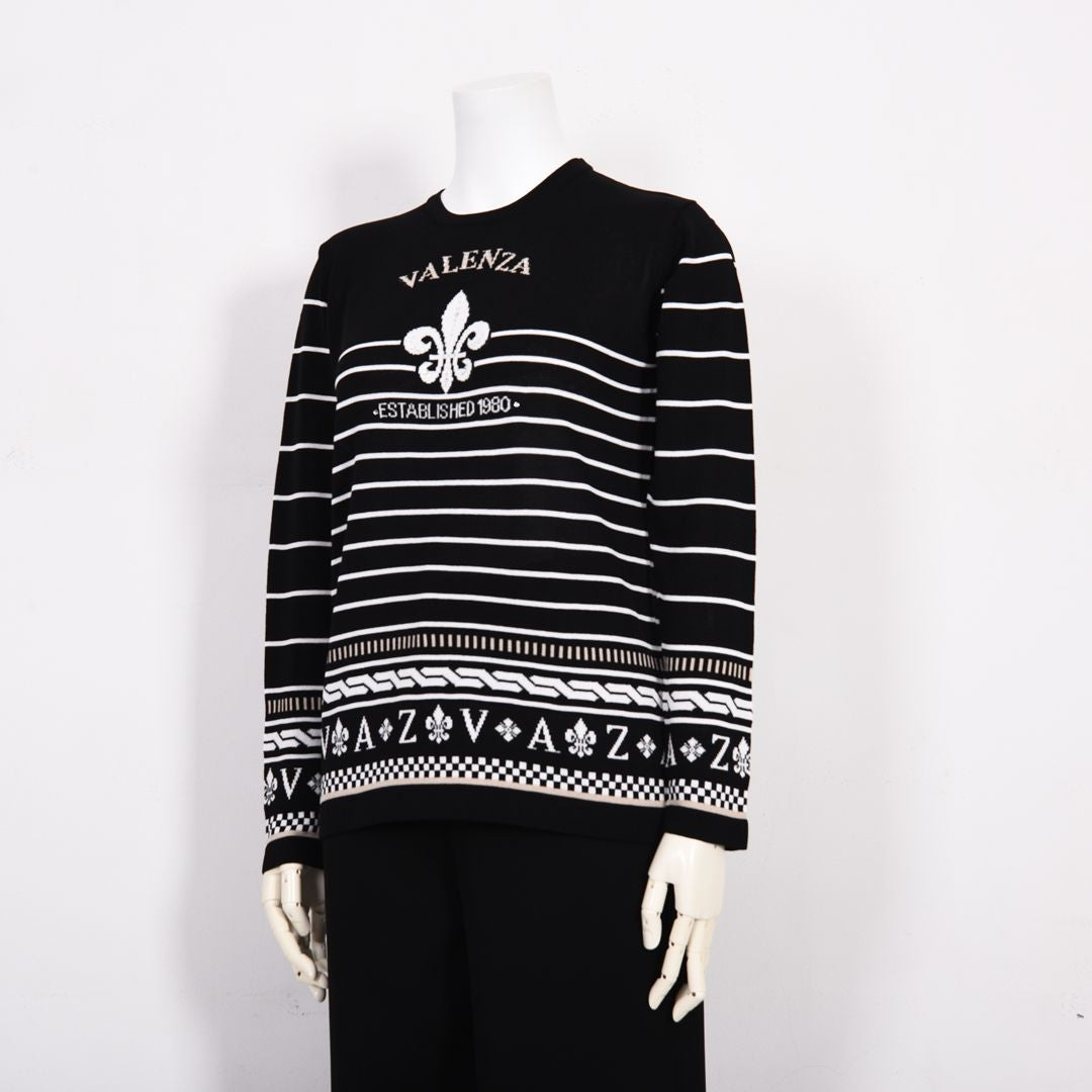 ボーダー&モチーフ　クルーネックニット　VALENZA　5163601