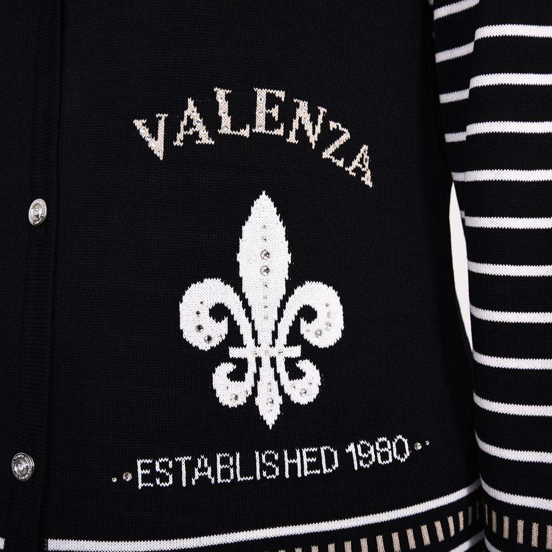ボーダー&モチーフ　Vネックカーディガン　VALENZA　5163600
