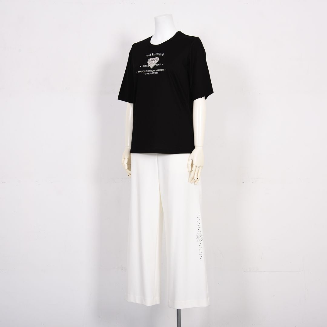 フロントモチーフ　5分袖カットソー　VALENZA　5162606