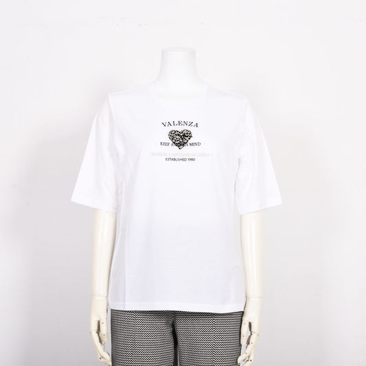 【Lサイズ】フロントモチーフ　5分袖カットソー　VALENZA　5562606