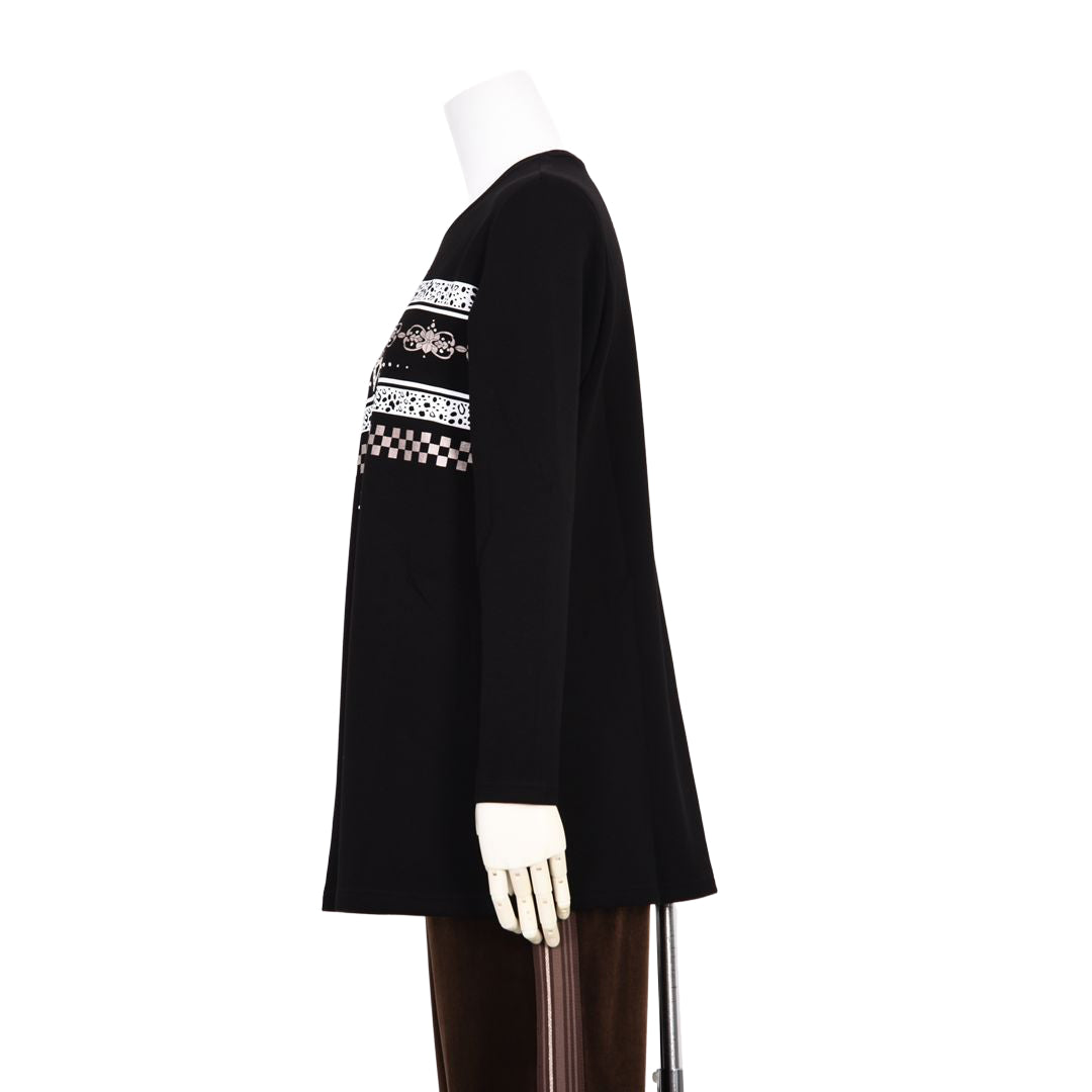 【Lサイズ】モチーフライン　チュニックカットソー　VALENZA　5562613