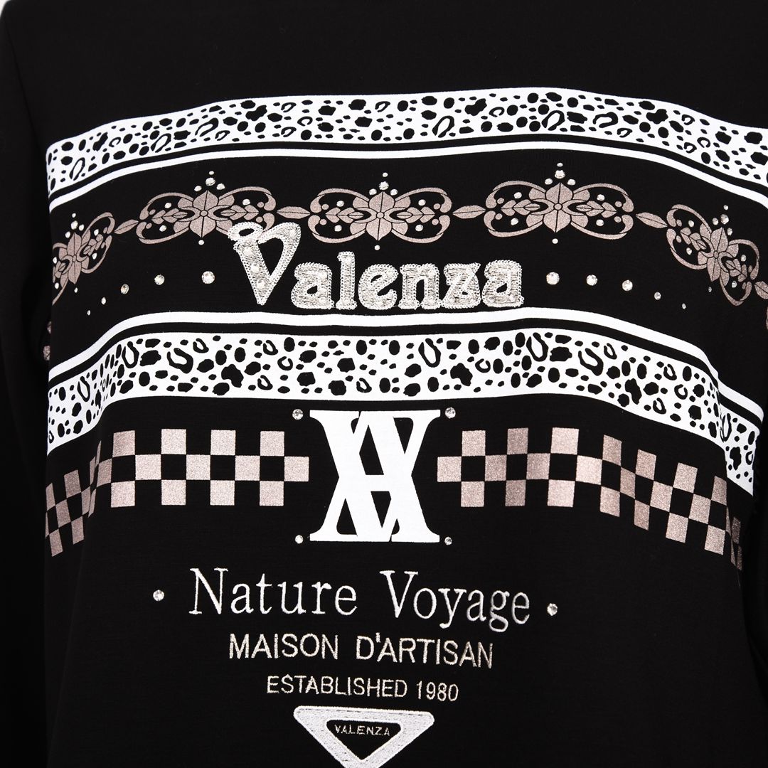 【Lサイズ】モチーフライン　チュニックカットソー　VALENZA　5562613