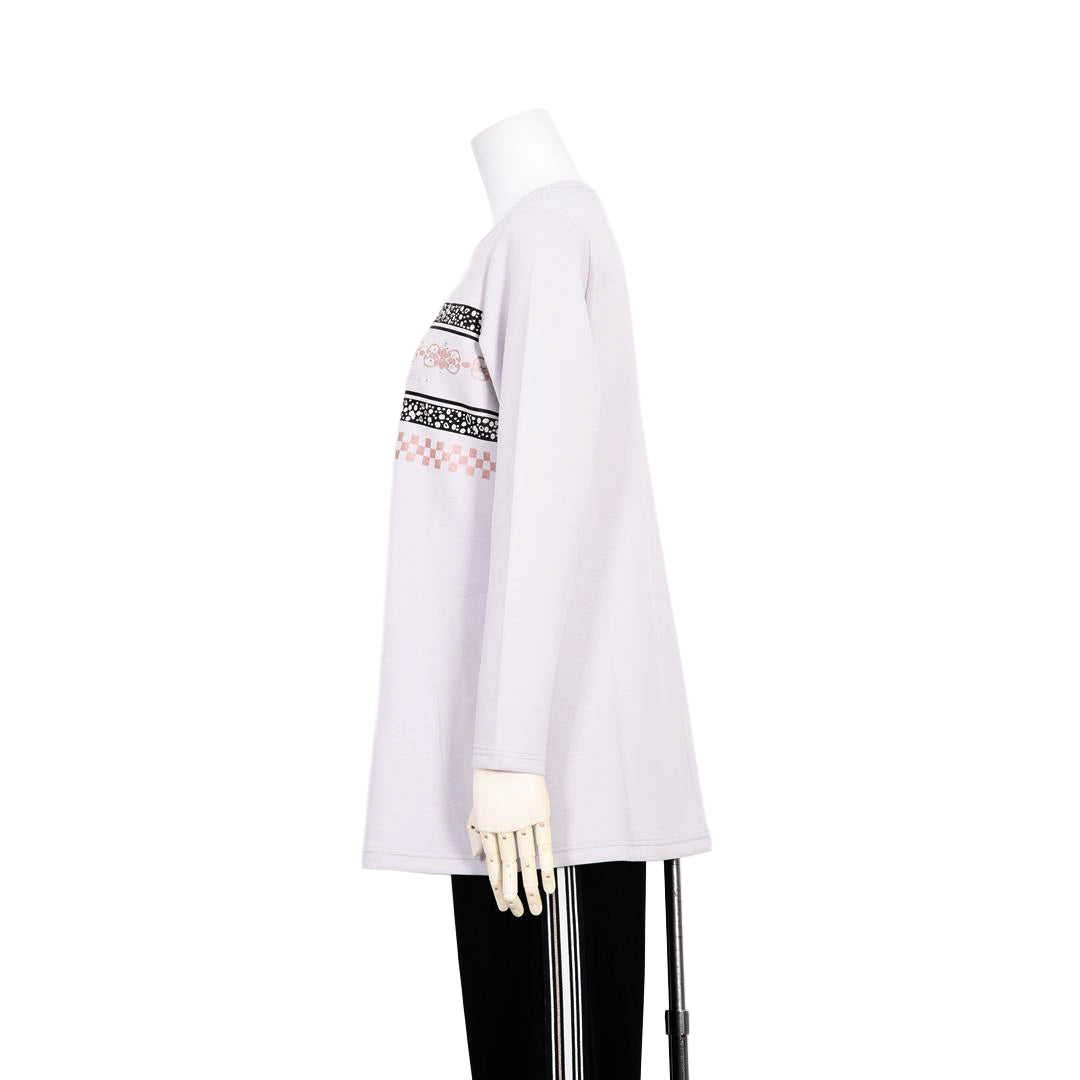 【Lサイズ】モチーフライン　チュニックカットソー　VALENZA　5562613