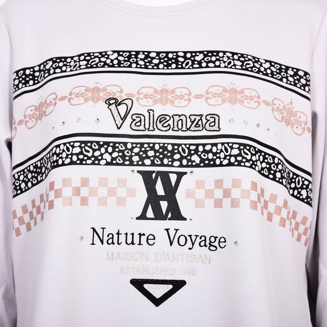 【Lサイズ】モチーフライン　チュニックカットソー　VALENZA　5562613