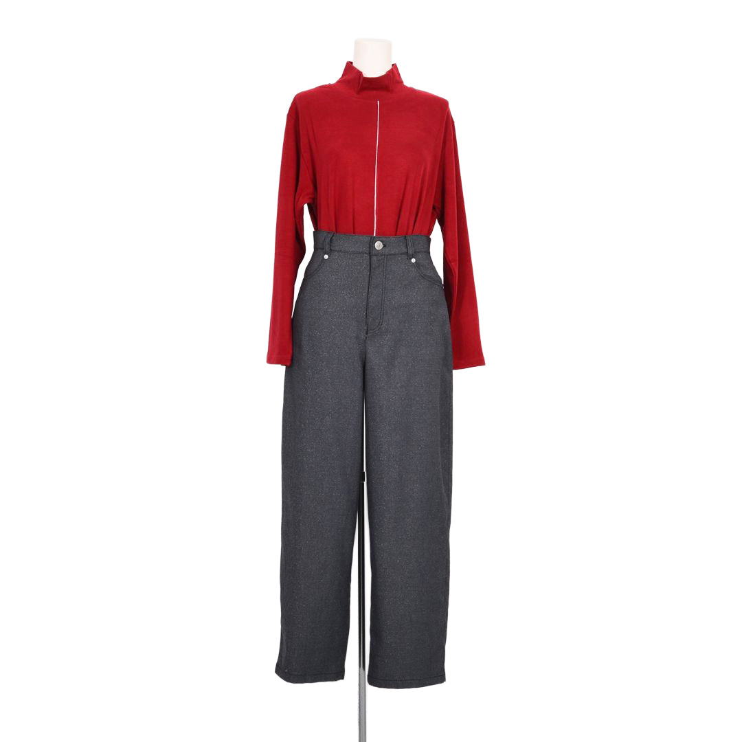 煌めきストレッチツイル　タックパンツ　B DONNA　6066801