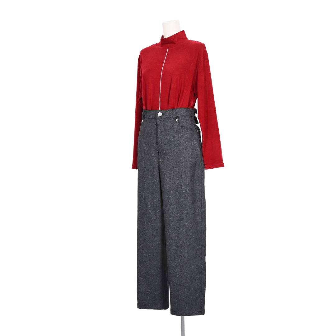 煌めきストレッチツイル　タックパンツ　B DONNA　6066801