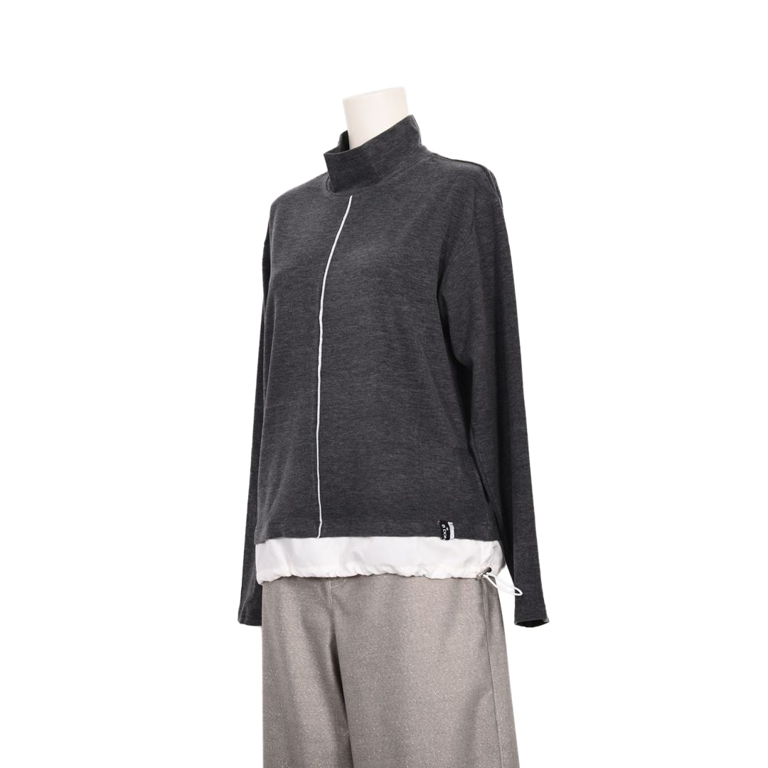 異素材切替　ハイネックカットソー　B DONNA　6062952