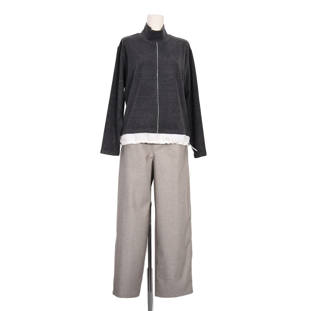 異素材切替　ハイネックカットソー　B DONNA　6062952