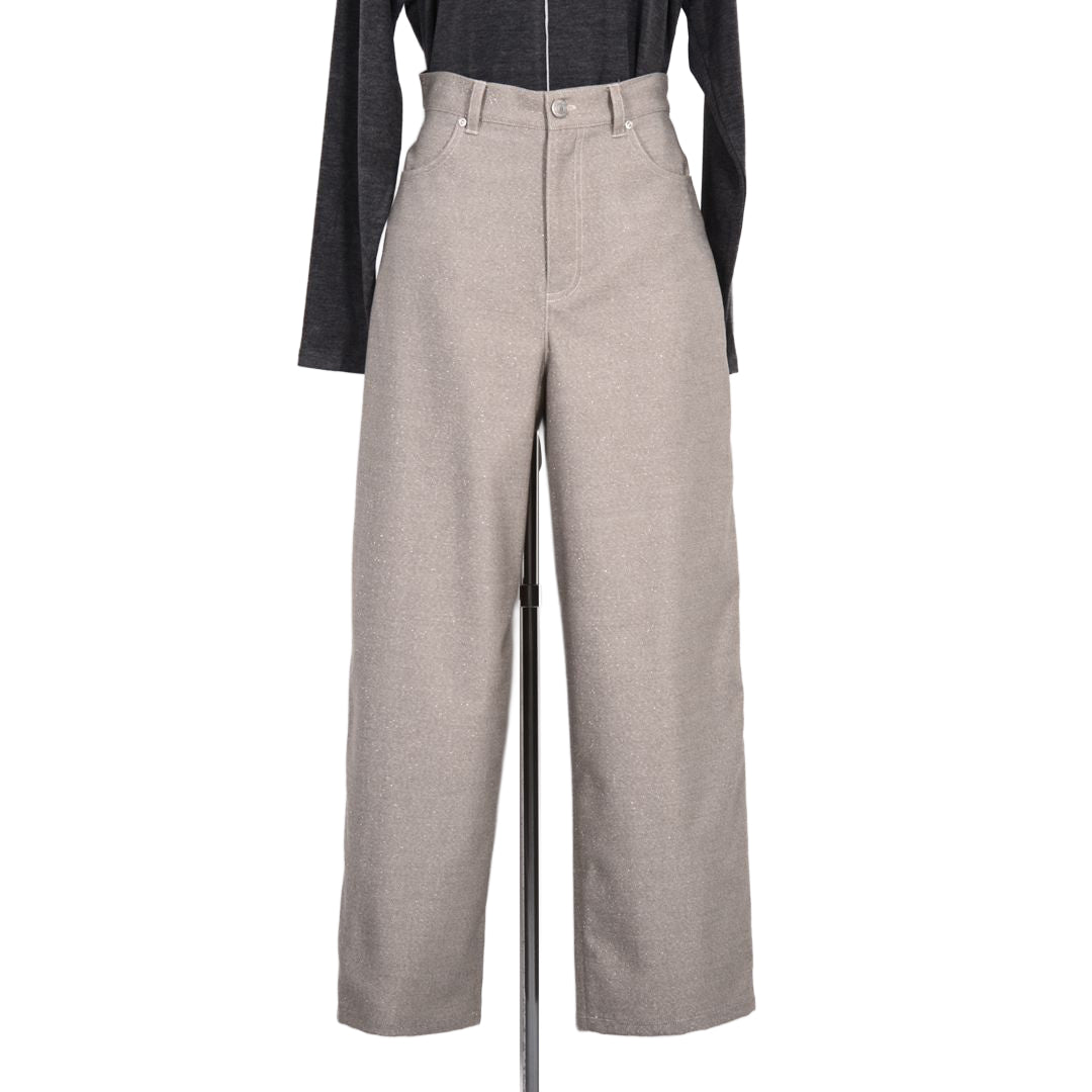 煌めきストレッチツイル　タックパンツ　B DONNA　6066801