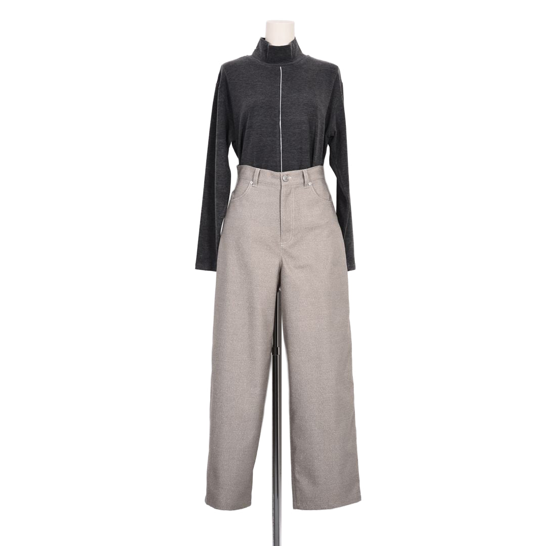 煌めきストレッチツイル　タックパンツ　B DONNA　6066801