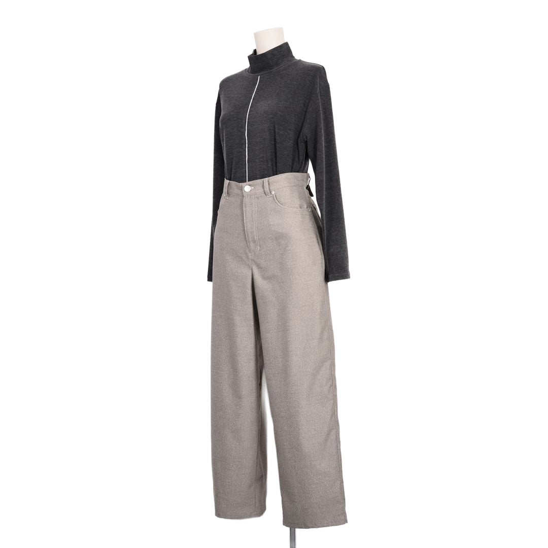 煌めきストレッチツイル　タックパンツ　B DONNA　6066801
