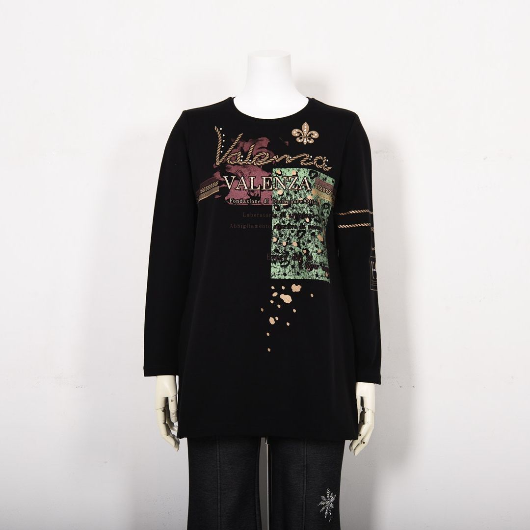 【美品】 VALENZA スパンコール刺繍 パンツ 38 ブラック スパンコール イージーパンツ chw22s101-ファッション通販サイト