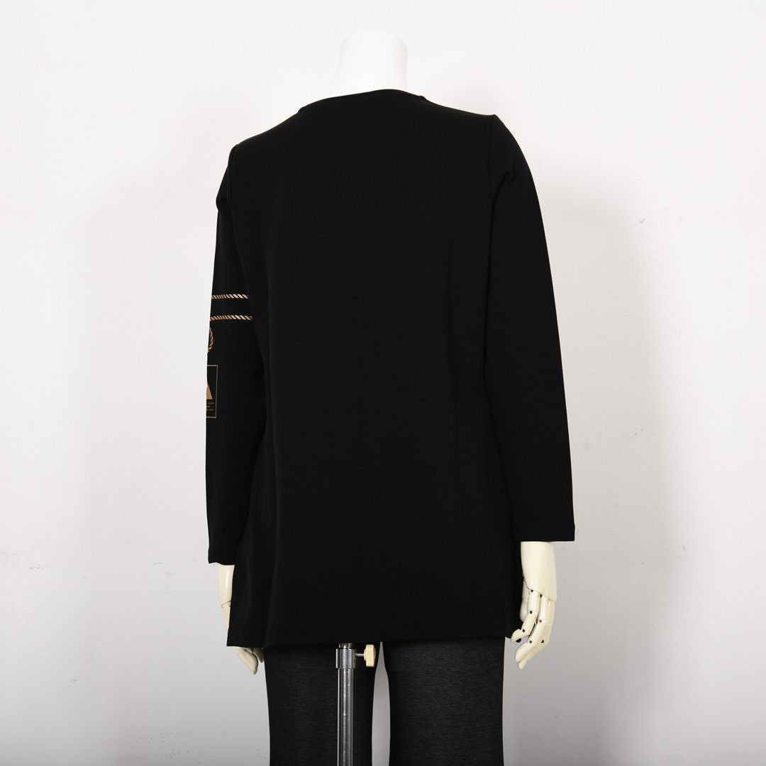 【Lサイズ】【保温】【吸湿発熱】箔プリント チュニック丈カットソー　VALENZA　5552707