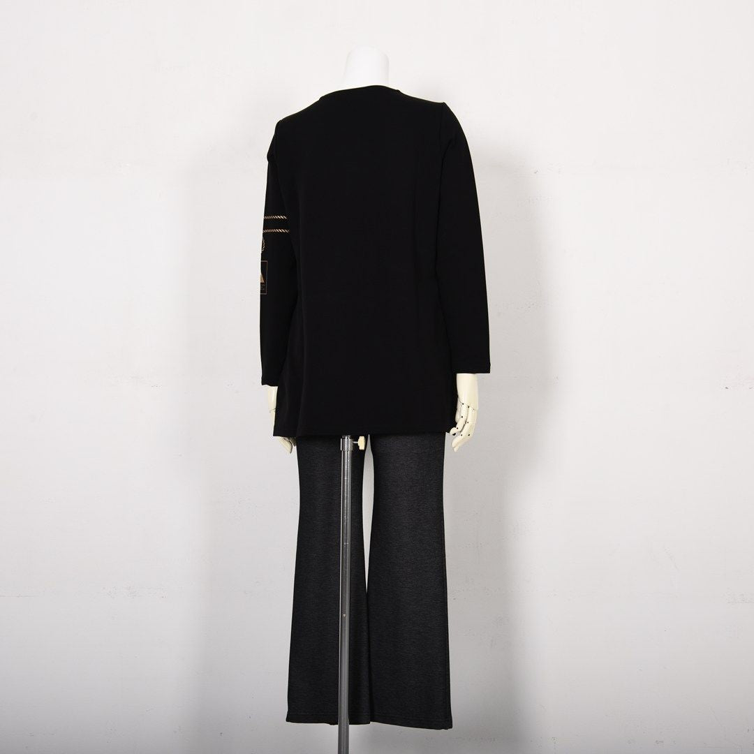 【保温】【吸湿発熱】箔プリント チュニック丈カットソー　VALENZA　5152707