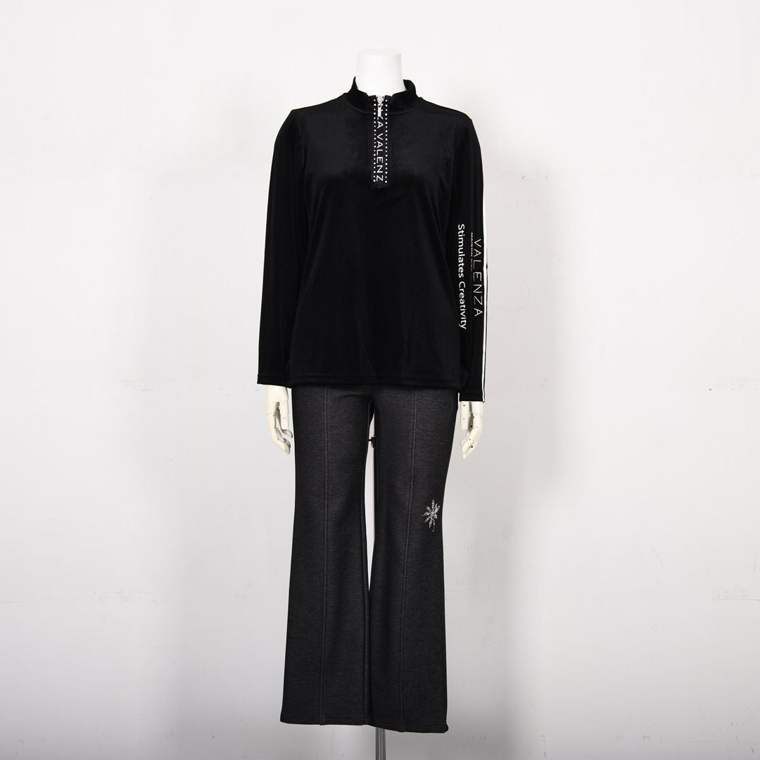 【セットアップ◎】ストライプベロア カットソー　VALENZA home　5352402