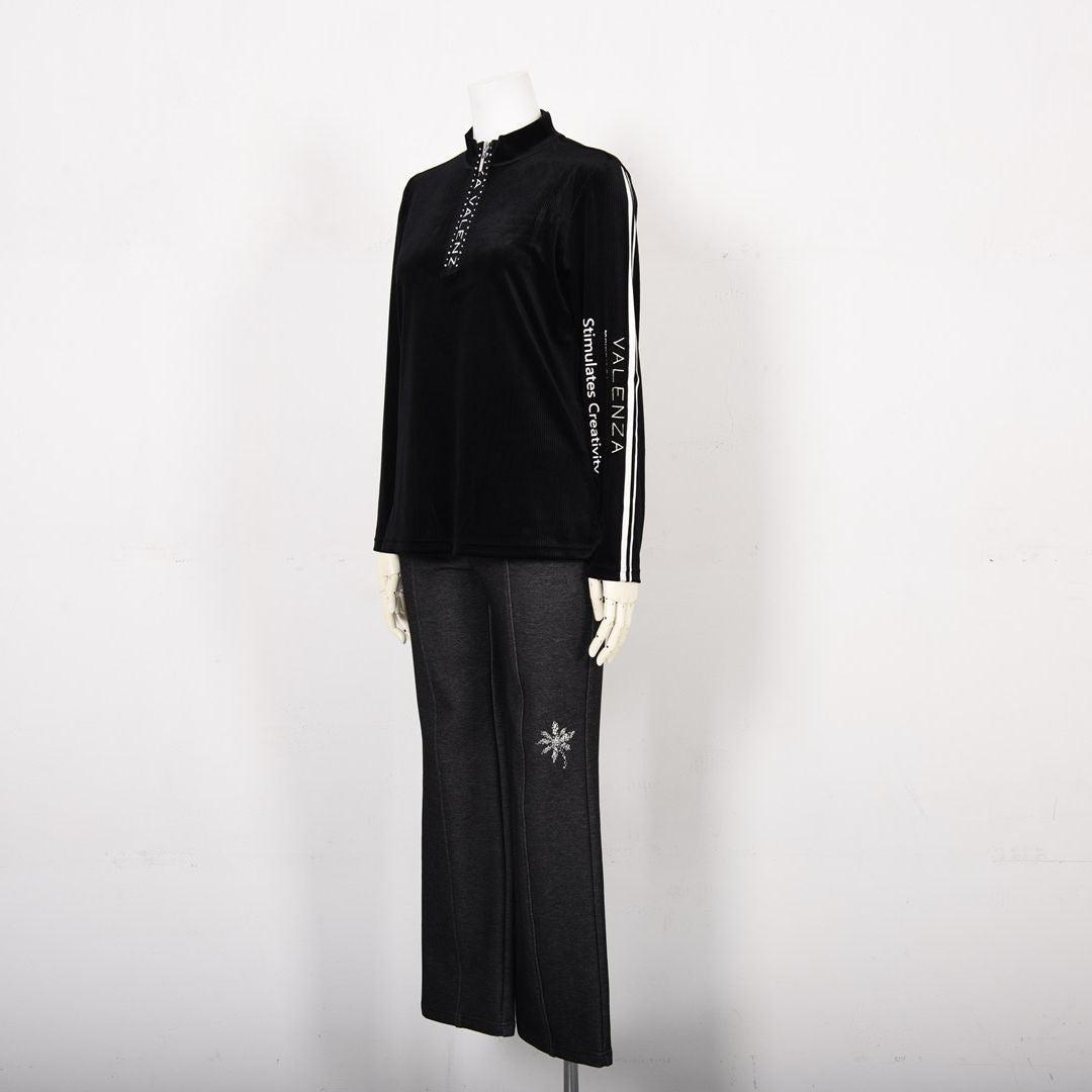 【セットアップ◎】ストライプベロア カットソー　VALENZA home　5352402