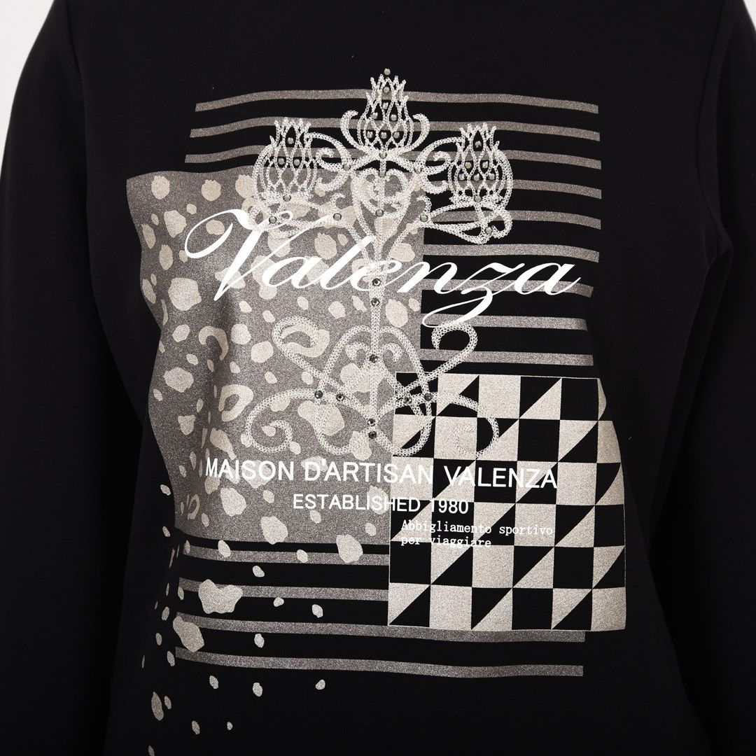 【ブラックダイヤ】プリント×コード刺繍 ハイネックカットソー　VALENZA　5152706