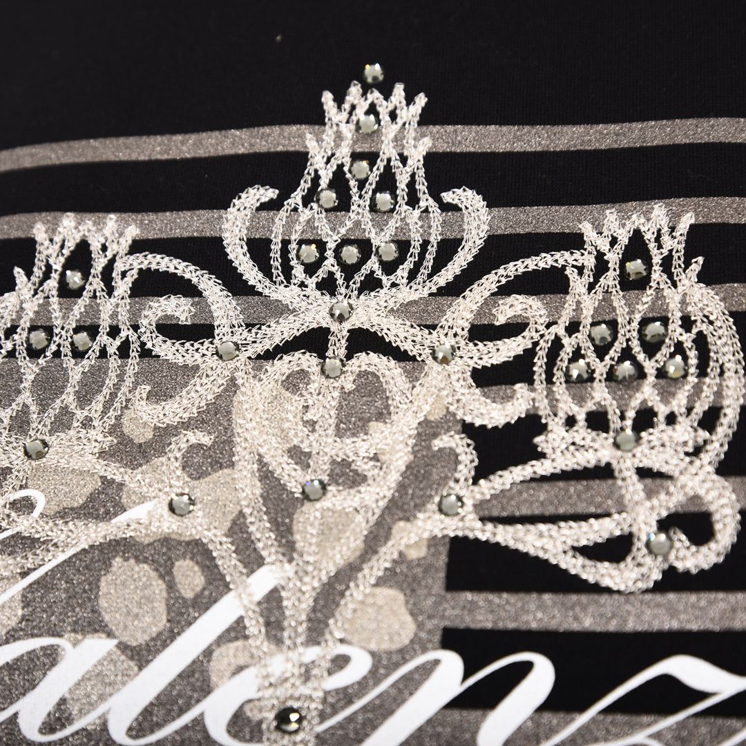 【ブラックダイヤ】プリント×コード刺繍 ハイネックカットソー　VALENZA　5152706