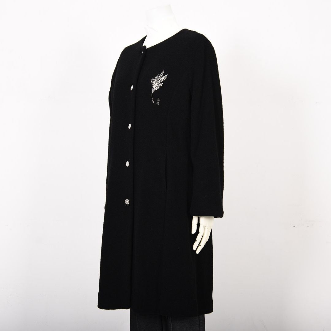 【Lサイズ】リーフモチーフ ノーカラー ロングコート VALENZA　5558512